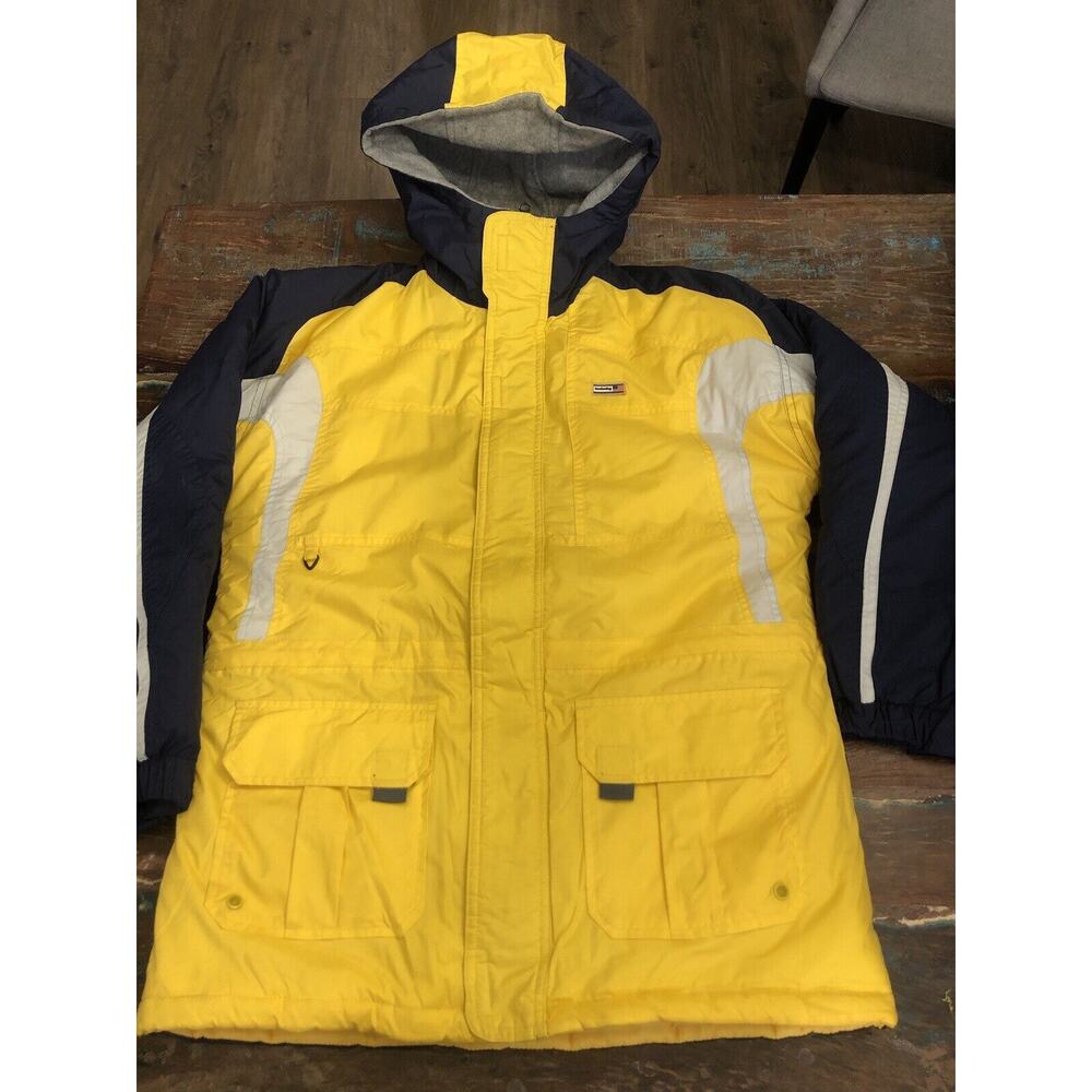 London Fog Boy’s Yellow And Navy Jacket Size 14/16 With Zip out Lining